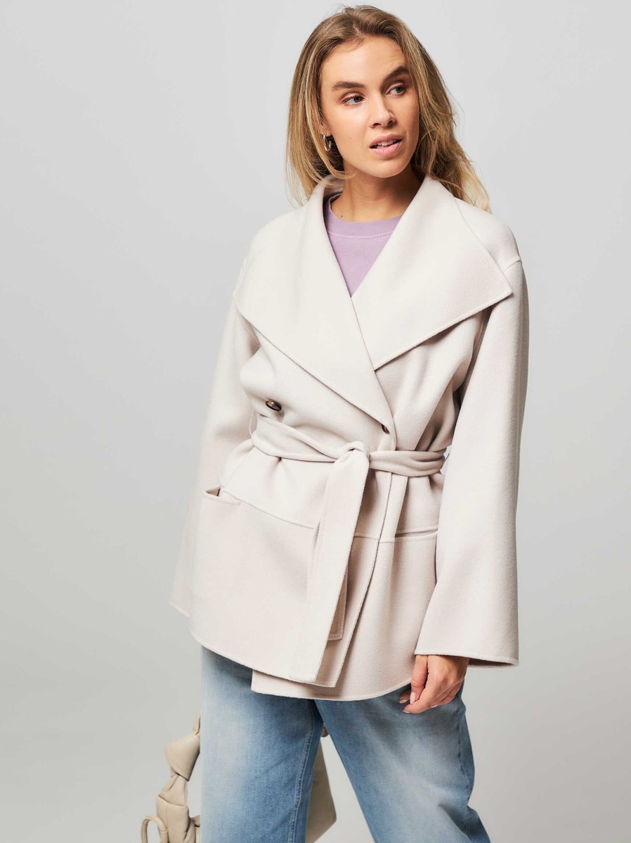 Women Arma Outerwear | Calliope, Wool Coat Ecru