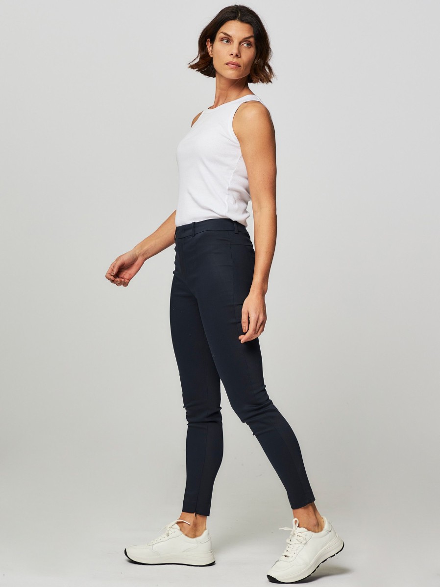 Women Drykorn Pants And Jumpsuits | Winch, Cotton Stretch Trousers Dark Blue