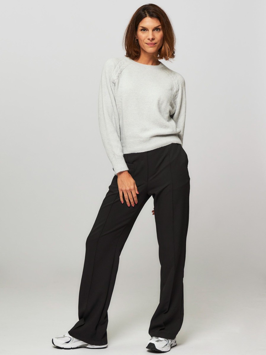 Women Nathalie Vleeschouwer Pants And Jumpsuits | Nelson, Woven Wide Leg Trousers Black