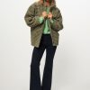 Women American Vintage Outerwear | Wabistreet, Wool Mix Coat With Checkered Pattern Green