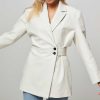 Women Studio AR Blazers And Jackets | Kiki, Leather Blazer Off White