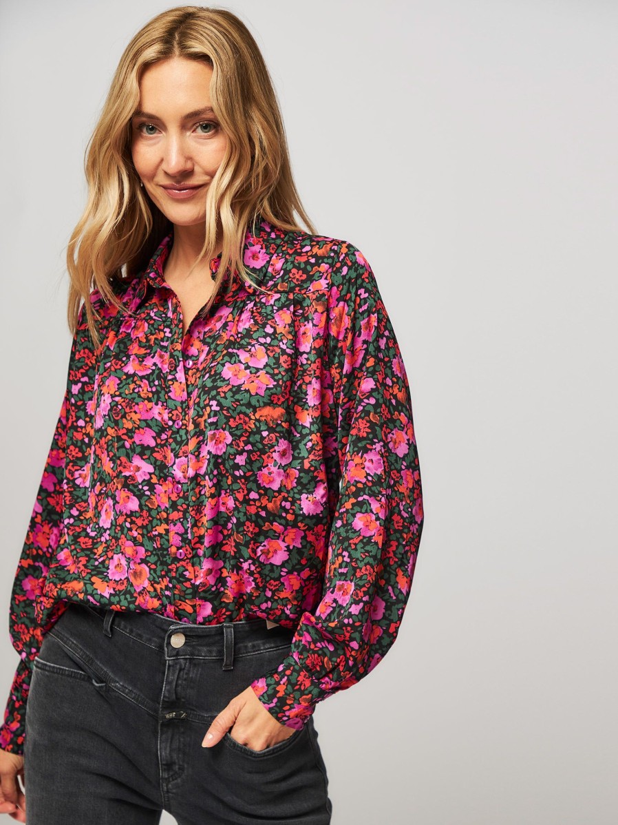 Women Lollys Laundry Tops And Blouses | Allison, Woven Blouse With Print Pink