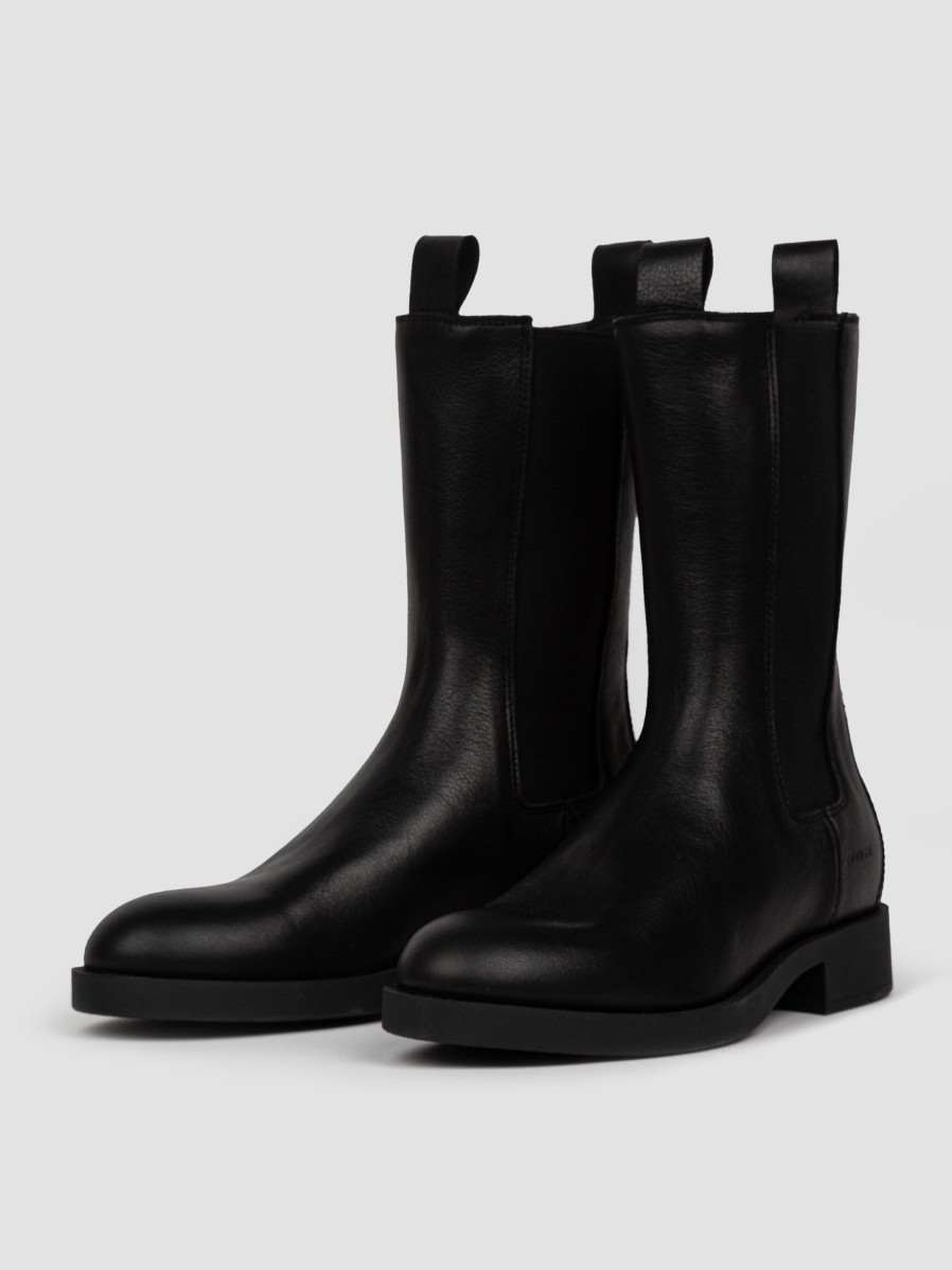 Women Copenhagen Boots | Vitello, Leather Low Boots Black