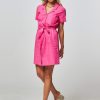 Women Modstrom Dresses And Tunics | Raya, Linen Mix Button Down Dress Pink