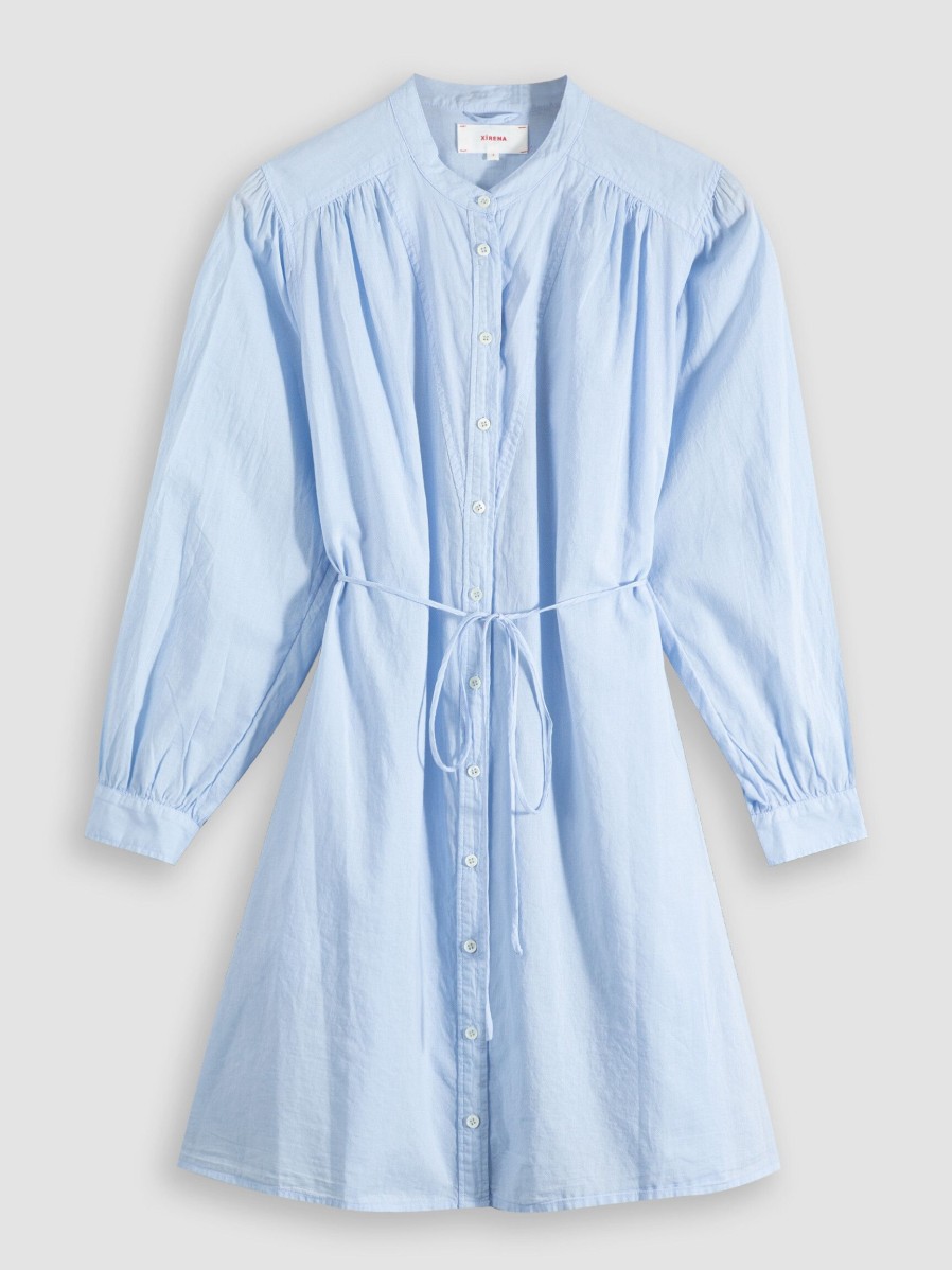 Women Xirena Dresses And Tunics | Winnie, Cotton Button Down Dress Light Blue