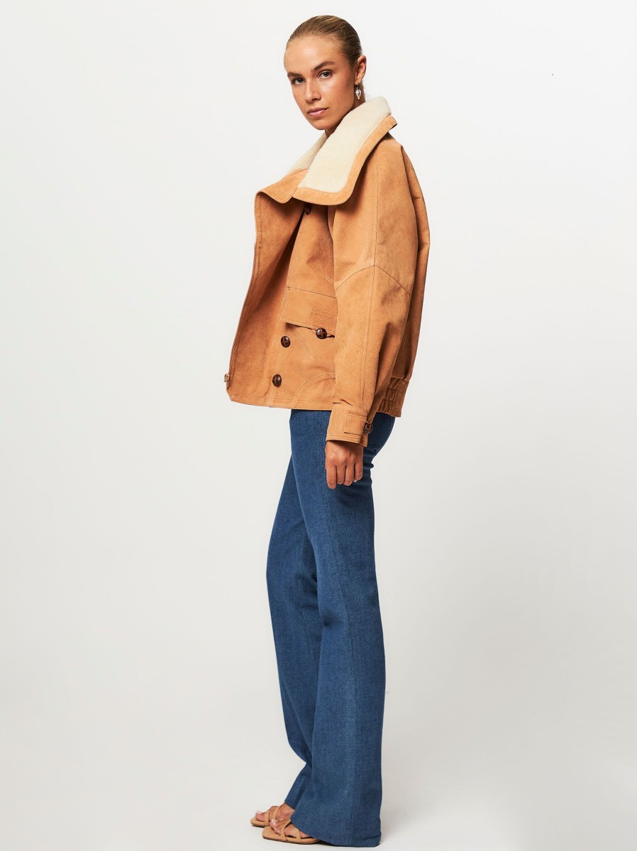 Women Lois Outerwear | Abel, Suede Jacket Camel