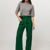 Women Essentiel Antwerp Pants And Jumpsuits | Emission, Woven Wide Leg Trousers Green