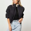 Women Essentiel Antwerp Outerwear | Easygoing, Woven Bomber Jacket With Structure Black