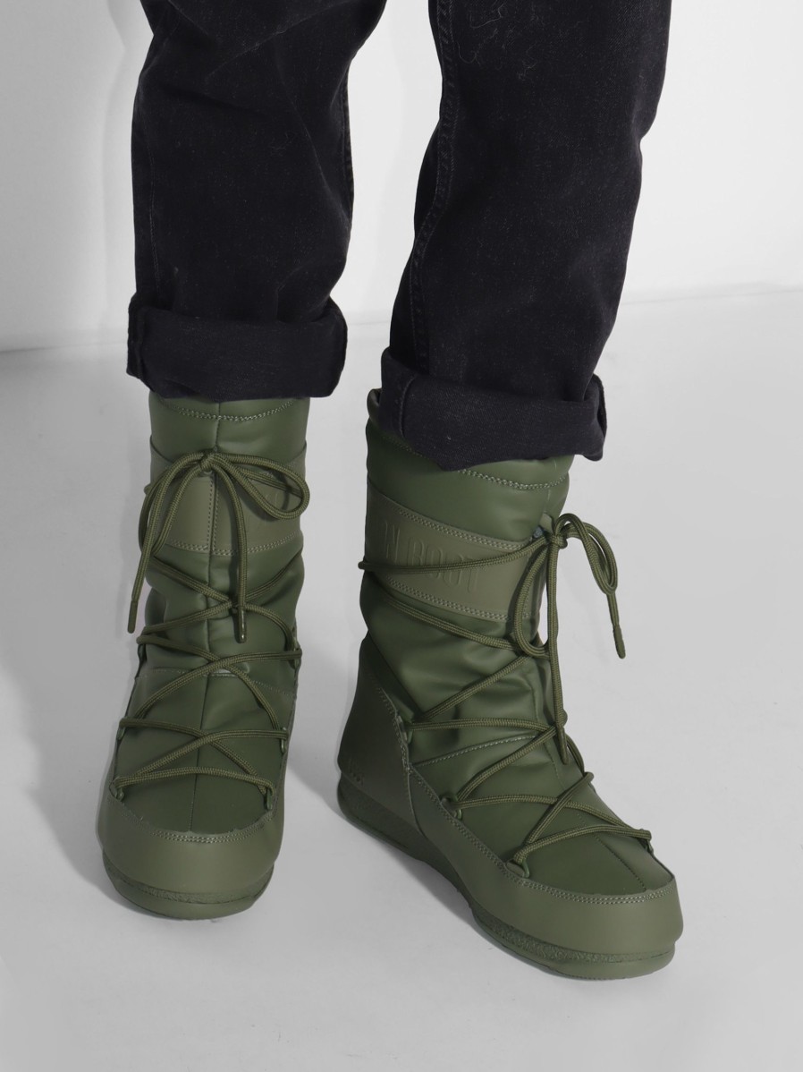 Women Moon Boot Boots | Low Padded Nylon Rubber Snowboots Khaki