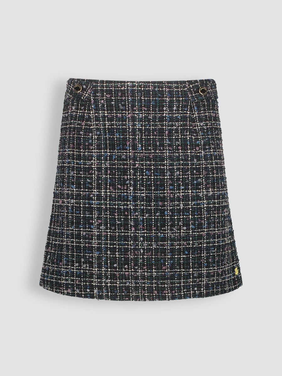 Women Fabienne Chapot Skirts | Dora, Wool Mix Tweed Skirt With Lurex Dark Blue