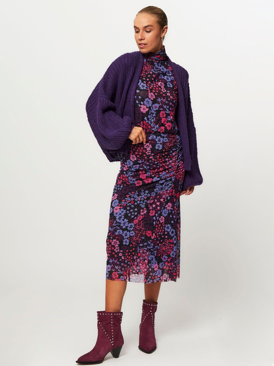 Women Fabienne Chapot Skirts | Jessy, Mesh A-Line Skirt With Print Purple