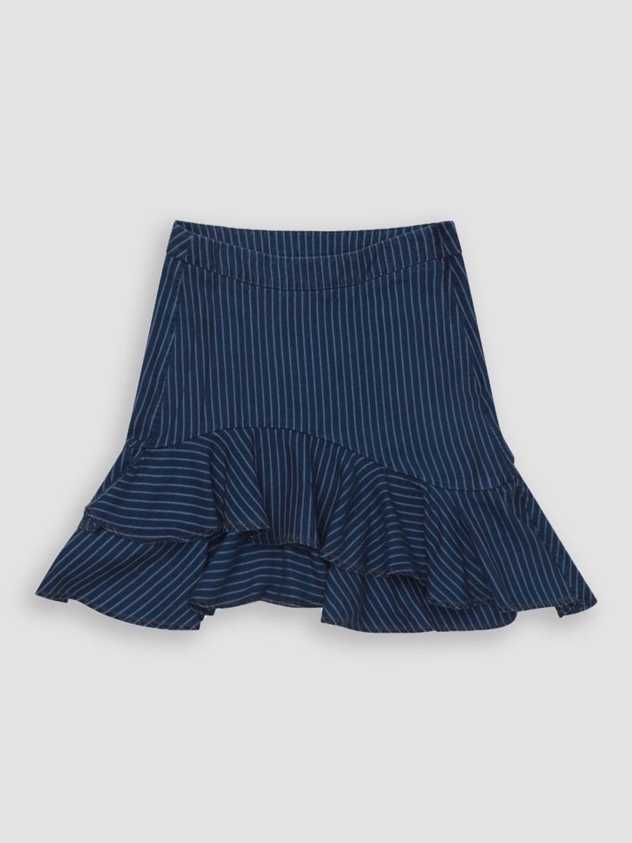 Women Munthe Skirts | Curve, Lyocell Skirt With Striped Pattern Dark Blue