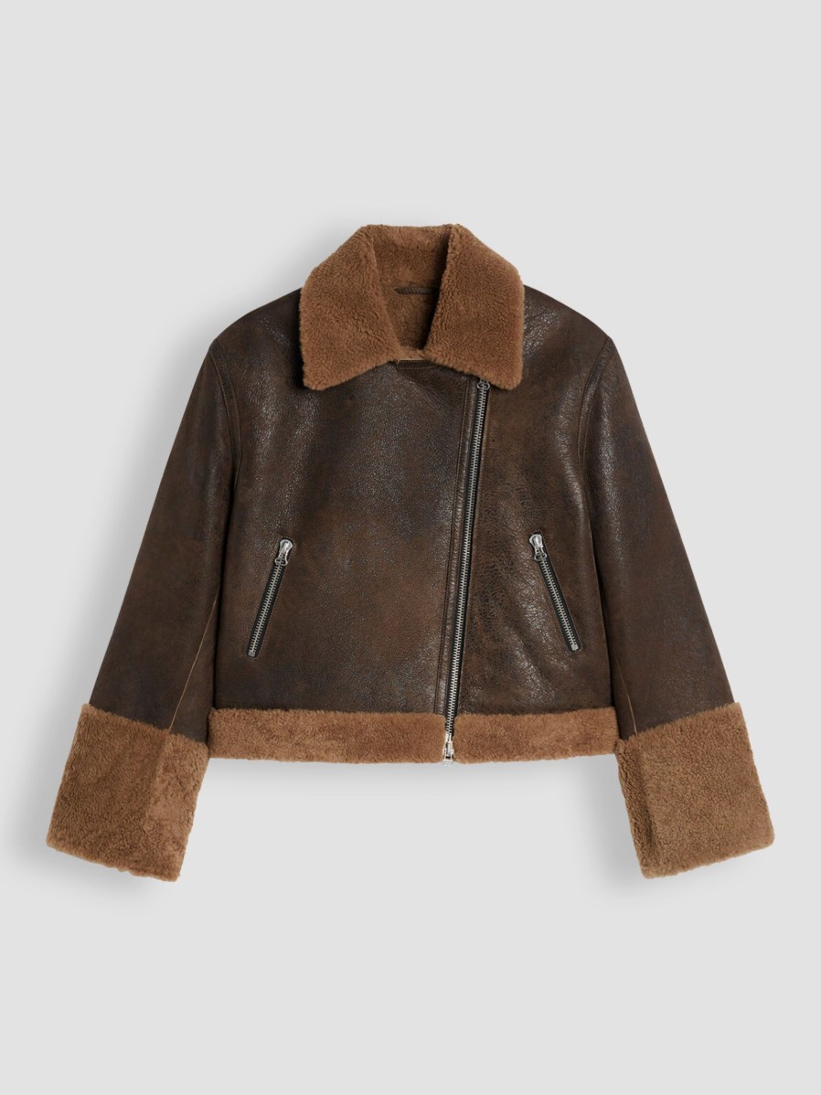 Women Closed Outerwear | Lammy Jacket With Teddy Dark Brown