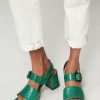 Women Chie Mihara Sandals | Ginka42, Leather Sandals With Croco Relief Green