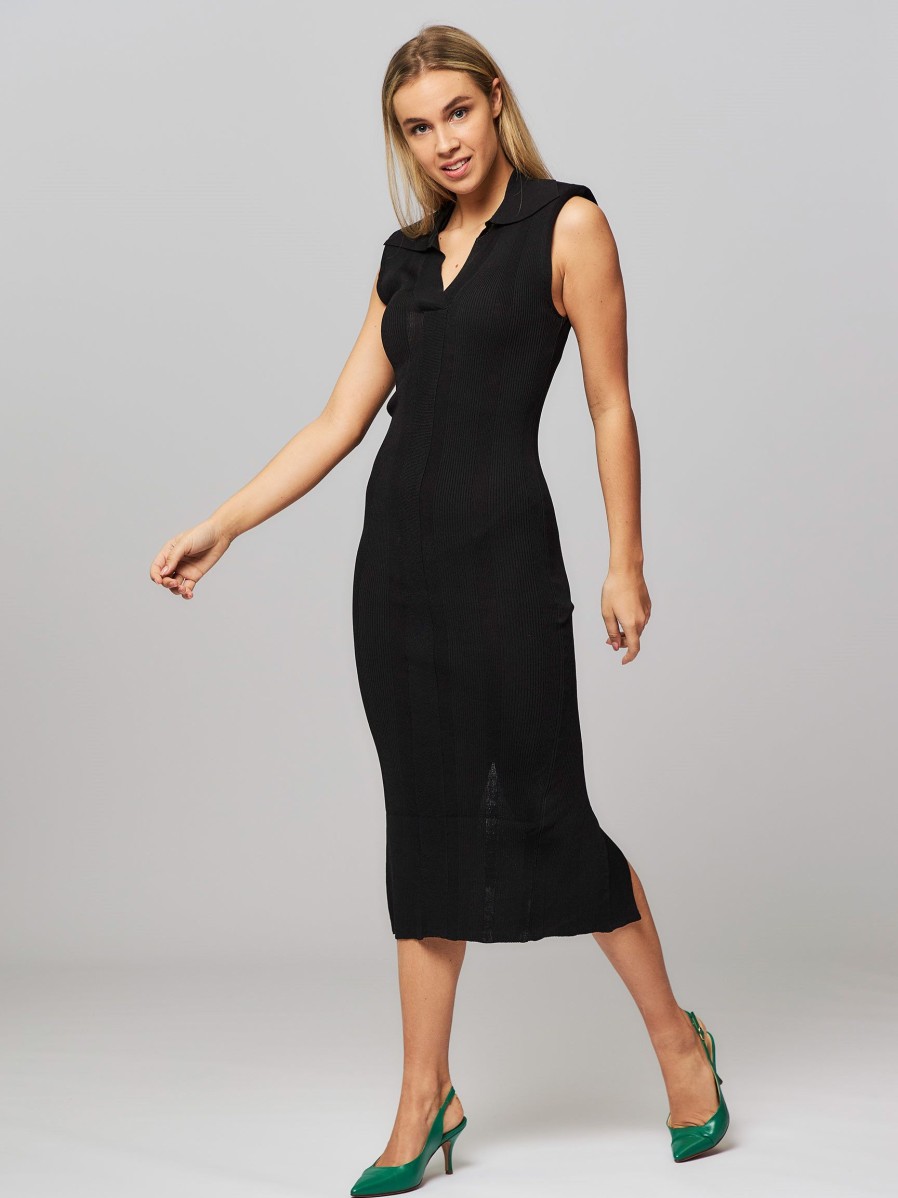 Women Remain Birger Christensen Dresses And Tunics | Joy, Viscose Mix Rib Dress Black