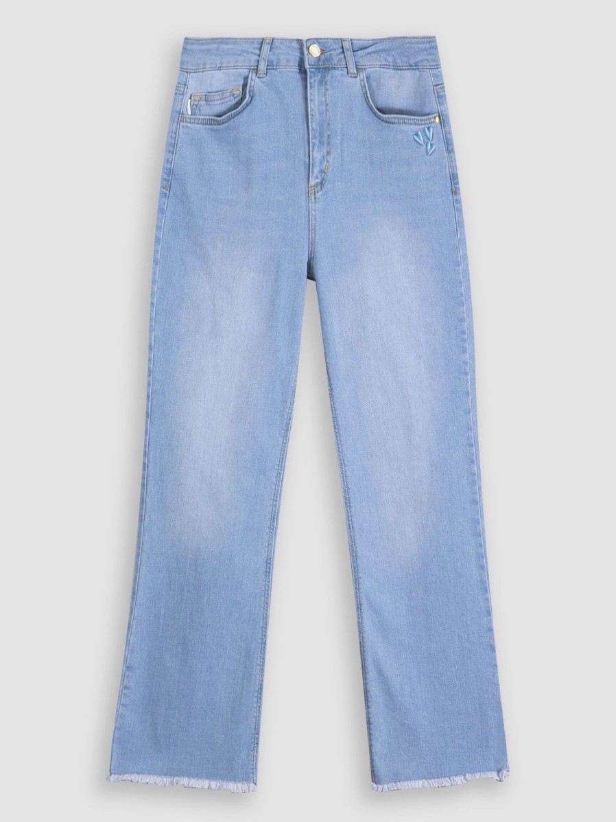 Women Fabienne Chapot Jeans | Lizzy, Mid Waist Cropped Flared Fit Jeans Light Blue