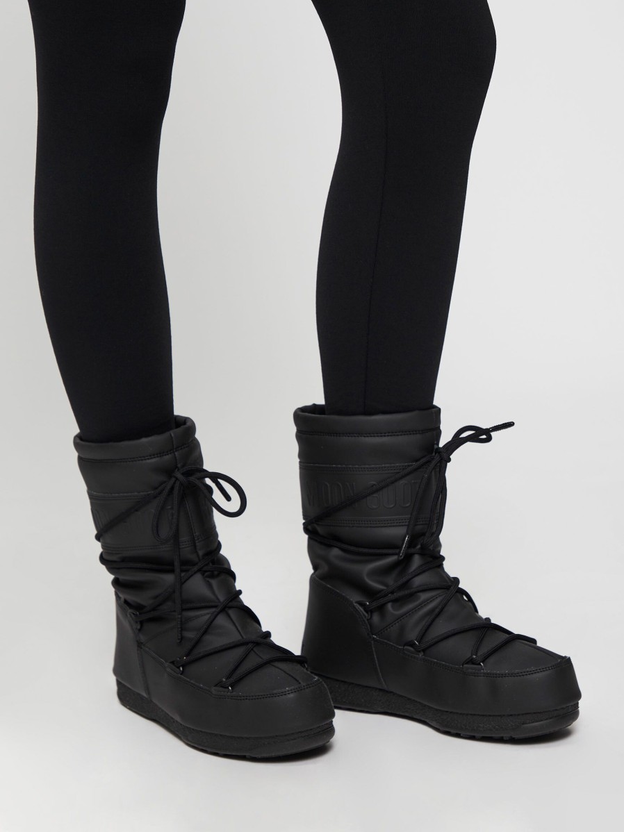 Women Moon Boot Boots | Low Padded Nylon Rubber Snowboots Black