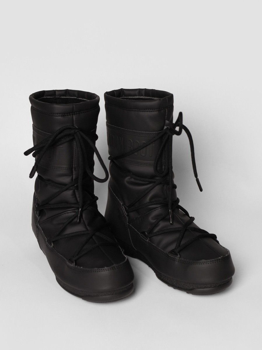 Women Moon Boot Boots | Low Padded Nylon Rubber Snowboots Black