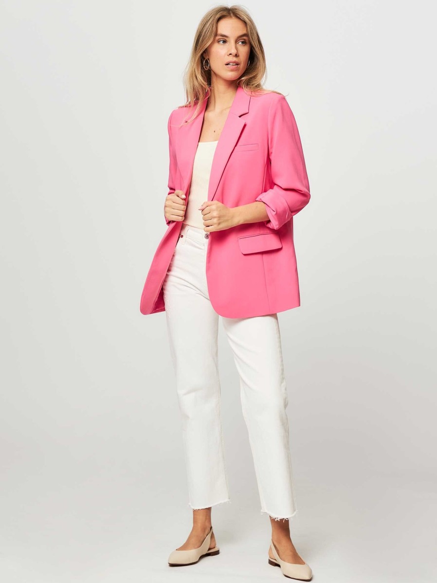 Women Modstrom Blazers And Jackets | Gale, Rayon Mix Long Fit Blazer Pink