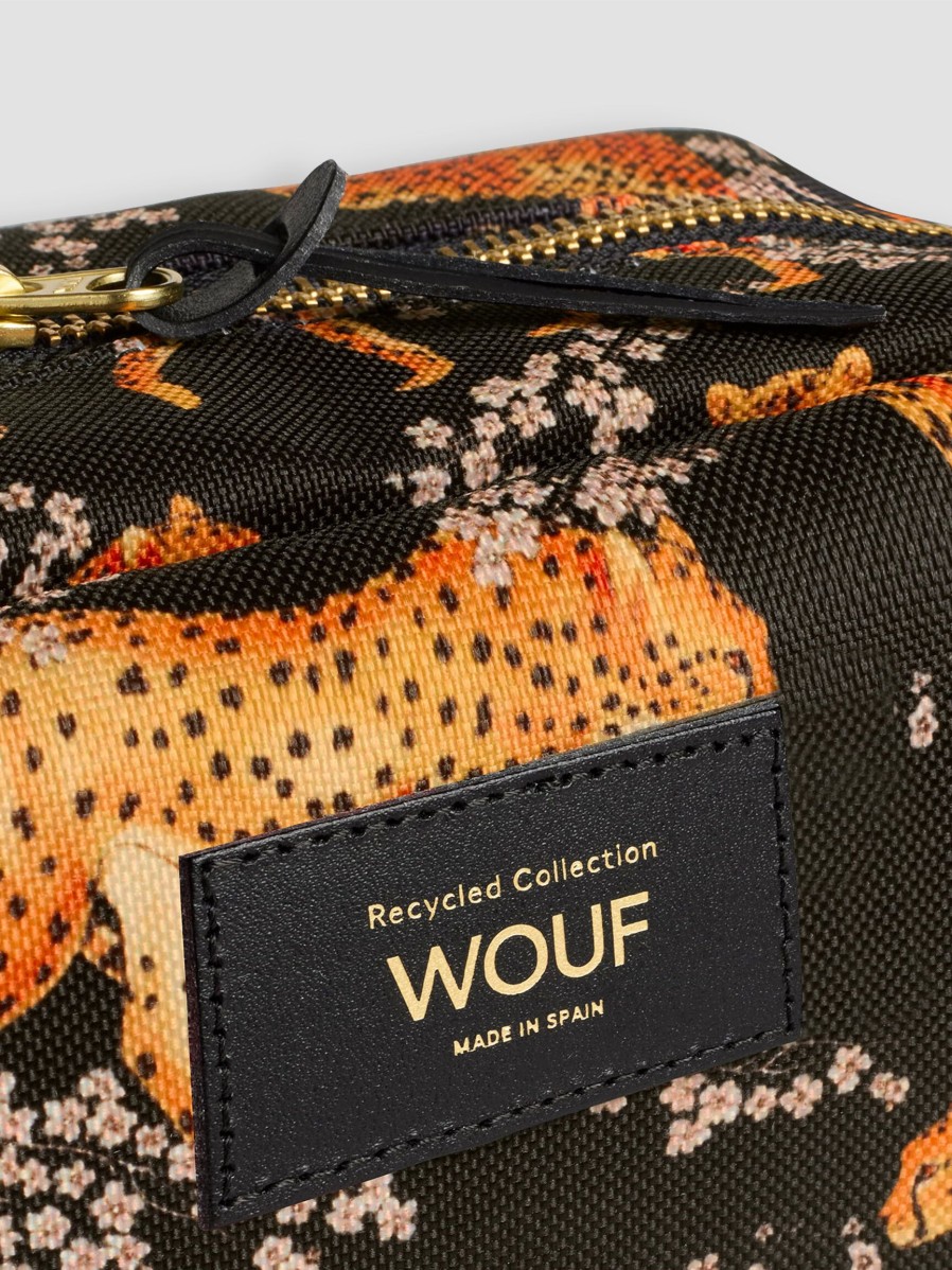 Women Wouf Bags | Salome, Woven Make-Up Bag With Print Black