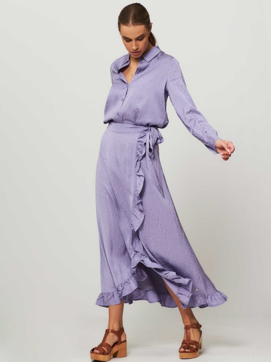 Women Fabienne Chapot Skirts | Bobo, Viscose Wrap Over Skirt With Pattern Lavender