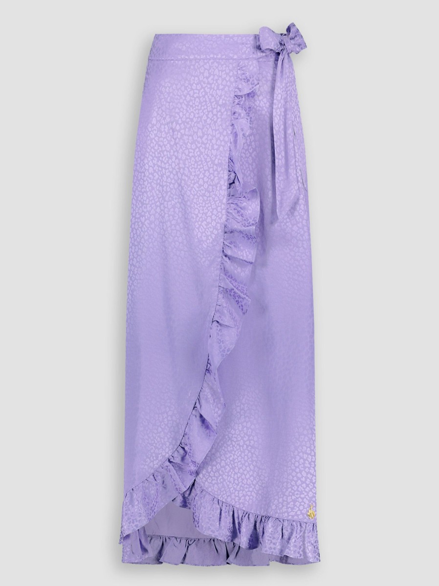 Women Fabienne Chapot Skirts | Bobo, Viscose Wrap Over Skirt With Pattern Lavender