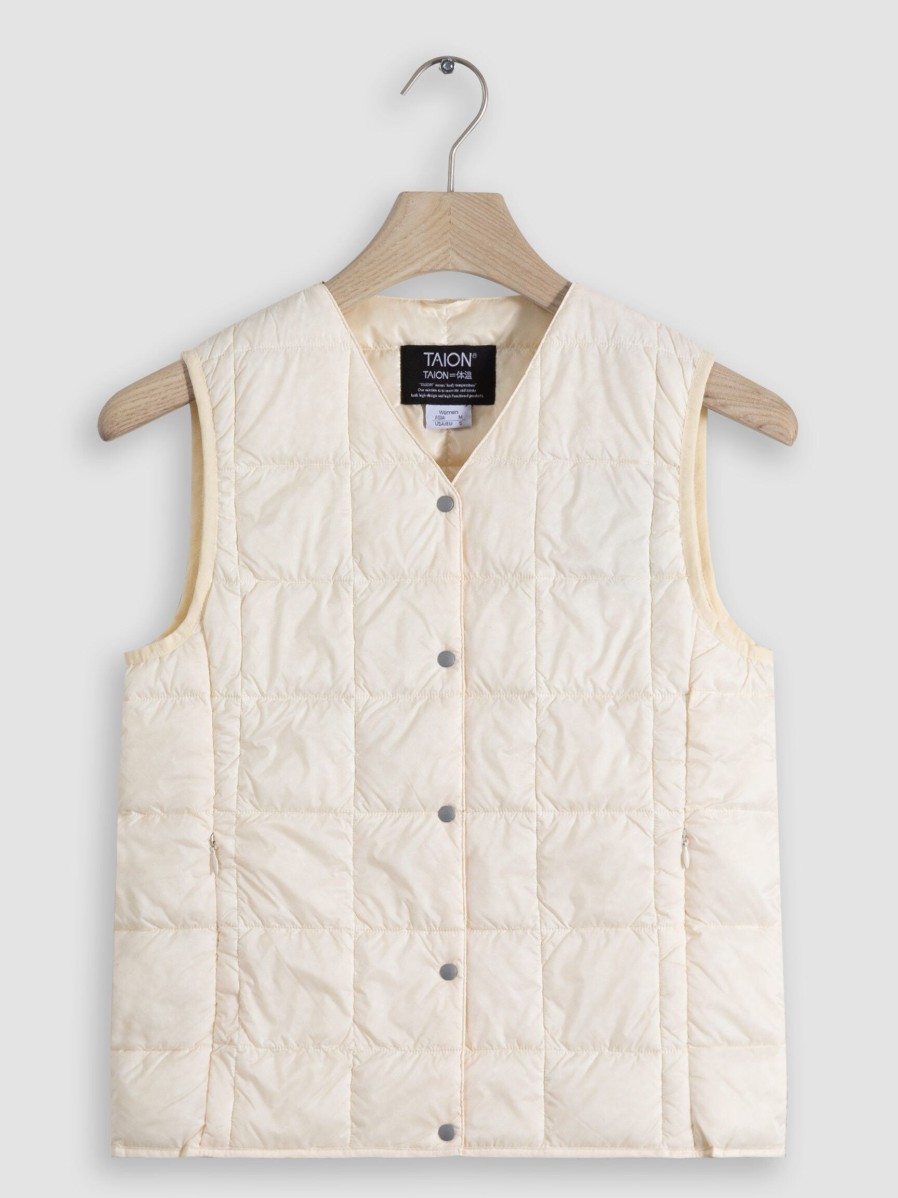 Women Taion Outerwear | Woven Padded Bodywarmer Off White