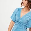 Women Freebird Dresses And Tunics | Giselle, Woven Plisse Dress With Print Blue