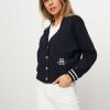 Women Tommy Hilfiger Sweaters And Cardigans | Cotton Logo Cardigan Dark Blue