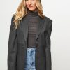 Women Les Coyotes de Paris Blazers And Jackets | Viscose Mix Pinstripe Blazer Dark Grey