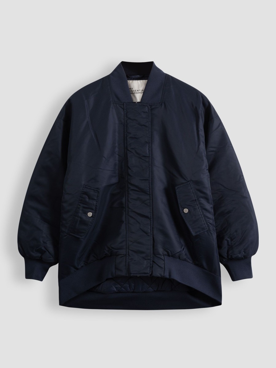 Women My Essential Wardrobe Outerwear | Helga, Padded Reversible Bomber Jacket Dark Blue