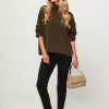 Women Majestic Filatures Sweaters And Cardigans | Wool Mix Turtleneck Khaki