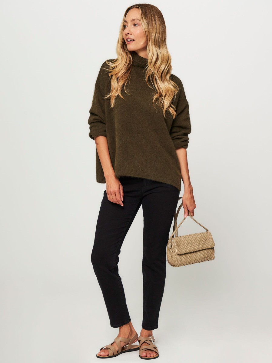 Women Majestic Filatures Sweaters And Cardigans | Wool Mix Turtleneck Khaki