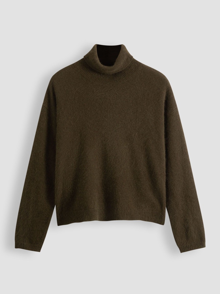 Women Majestic Filatures Sweaters And Cardigans | Wool Mix Turtleneck Khaki