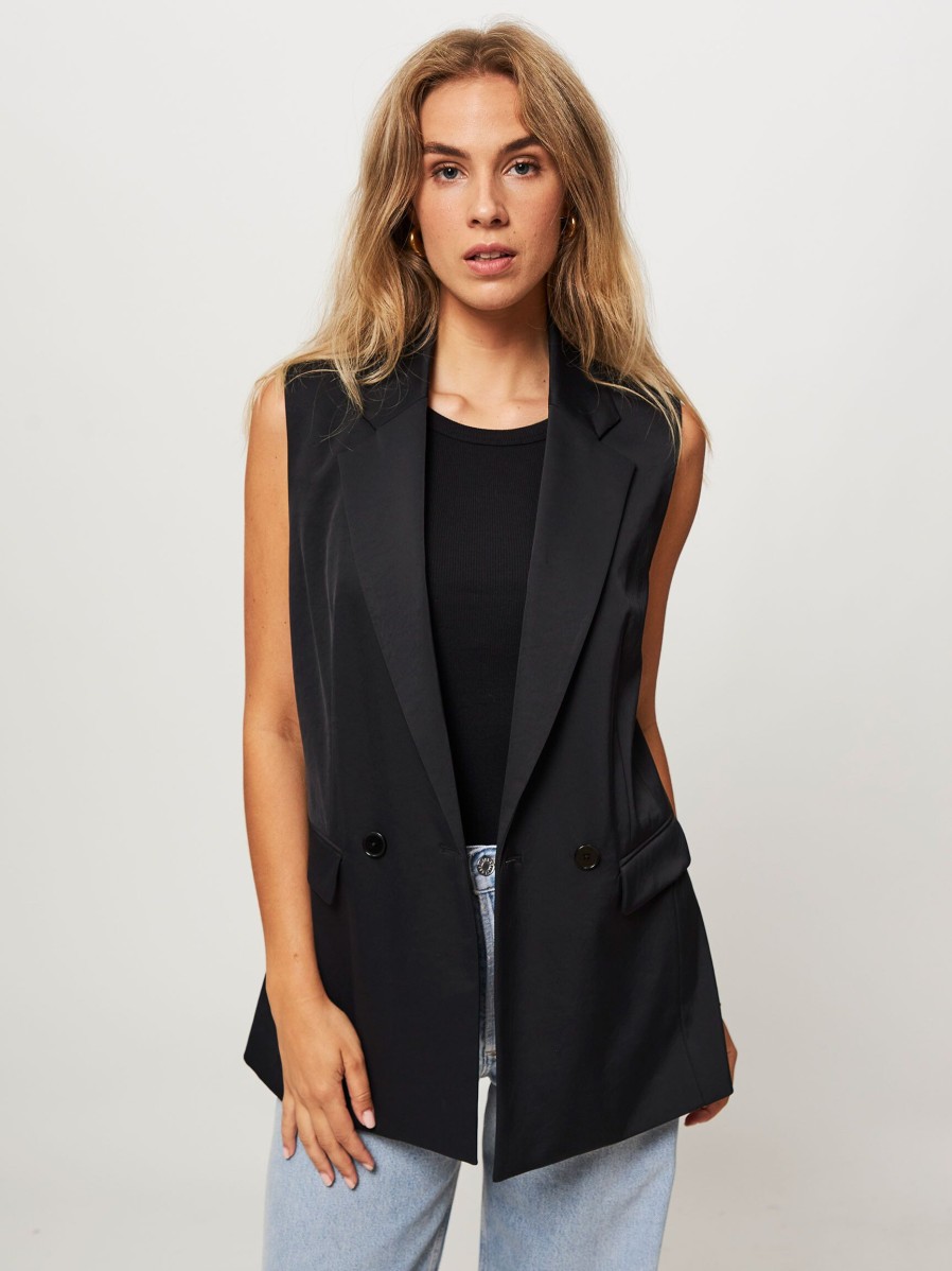 Women Drykorn Blazers And Jackets | Hainault, Woven Gilet Black