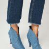 Women Silver Grace Boots | Manhattan, Leather Denim Ankle Boots With Studs Blue