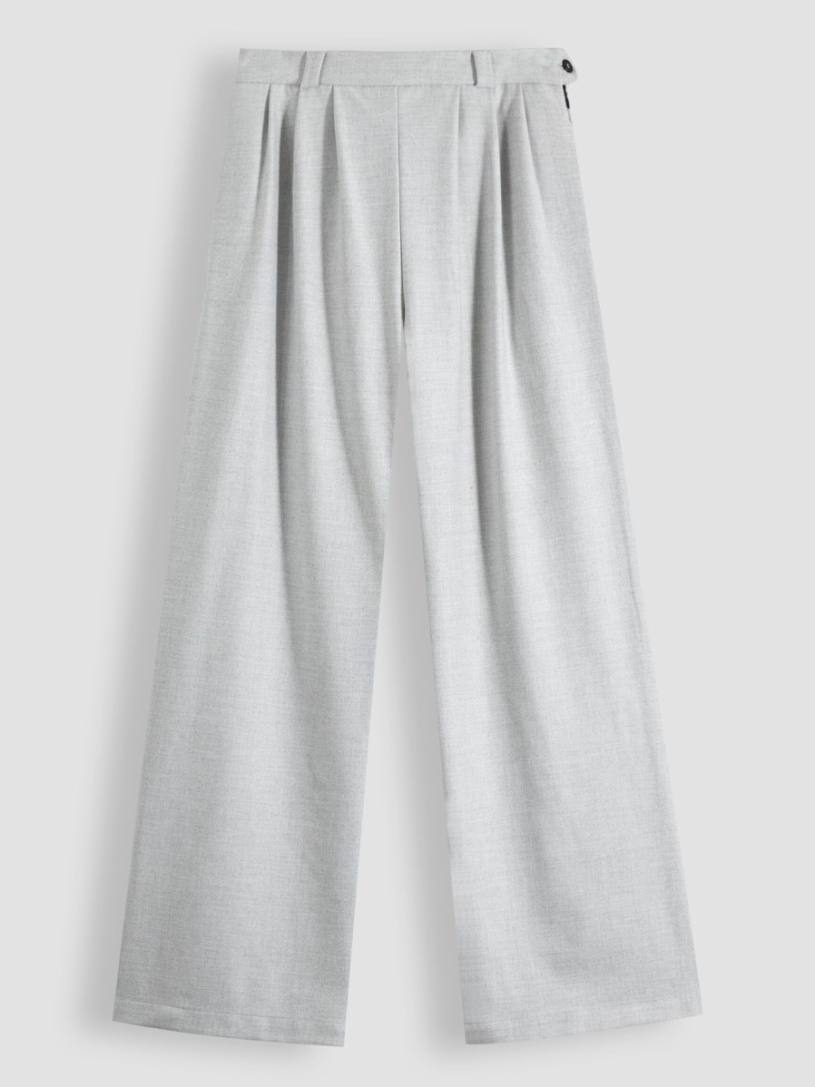 Women Nathalie Vleeschouwer Pants And Jumpsuits | Castor, Viscose Mix Melange Trousers Light Grey