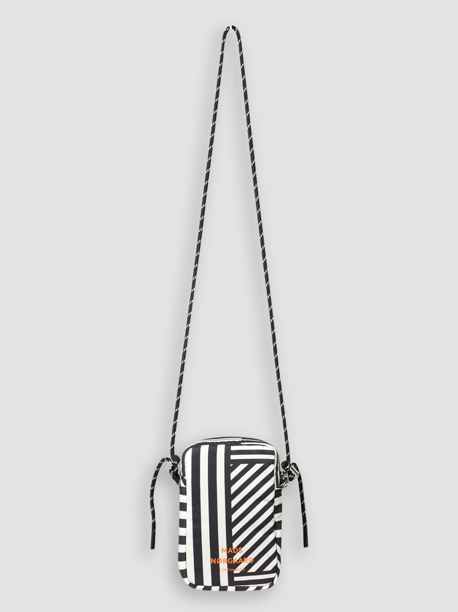 Women Mads Norgaard Bags | Hilaria, Cotton Mix Phone Bag With Pattern Black