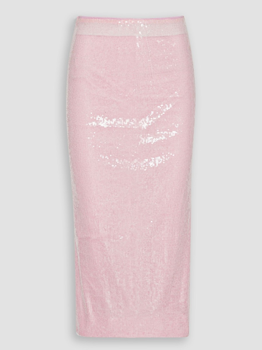 Women Rotate Birger Christensen Skirts | Tasha, Woven Sequins Skirt Light Pink