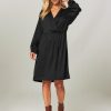 Women Nathalie Vleeschouwer Dresses And Tunics | Alix, Viscose Mix Shiny Dress Black