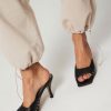 Women Silver Grace Sandals | Soho, Leather Mules With Studs Black