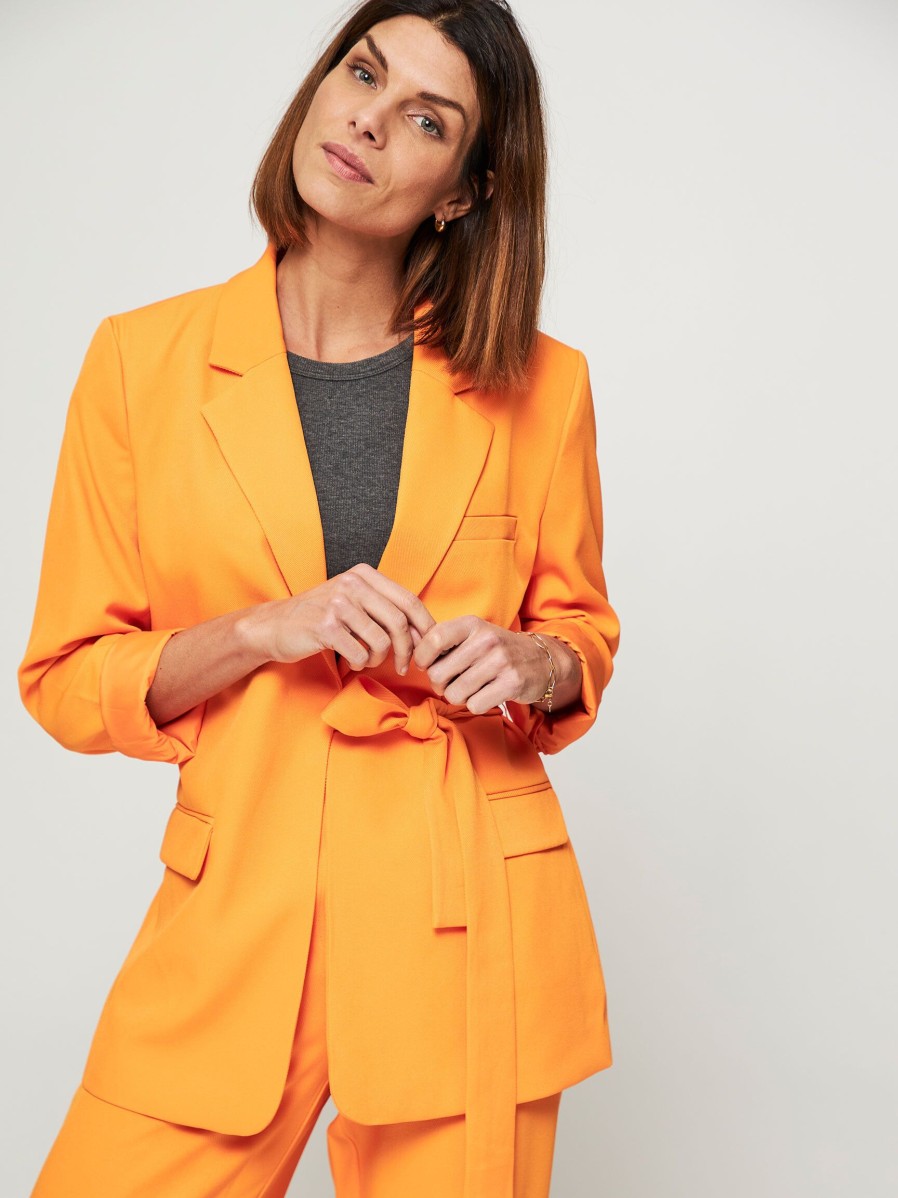 Women Modstrom Blazers And Jackets | Caya, Woven Blazer Orange