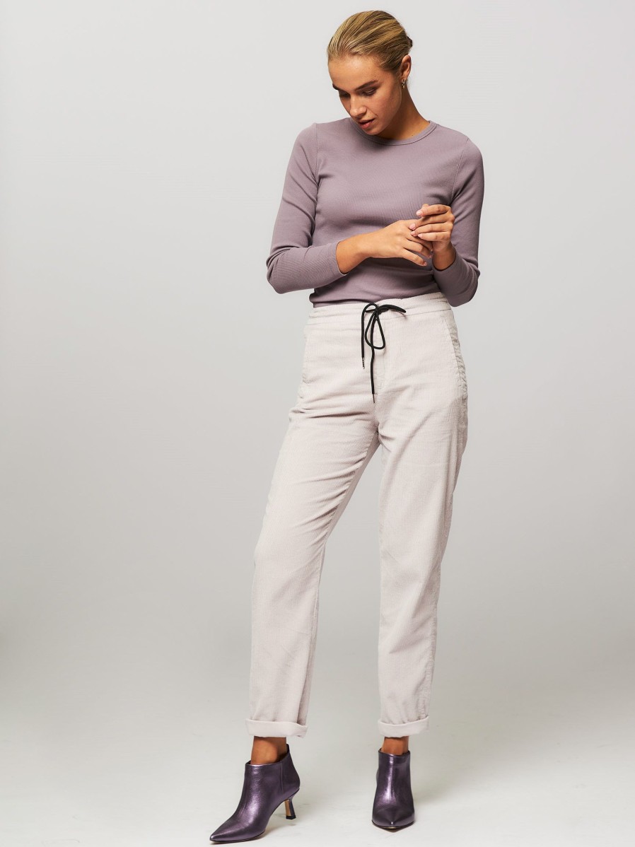 Women Drykorn Pants And Jumpsuits | For, Cotton Mix Ribcord Trousers Lilac