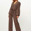 Women Studio Anneloes Pants And Jumpsuits | Cherie, Heavy Travel Jersey Jumpsuit With Print Brown