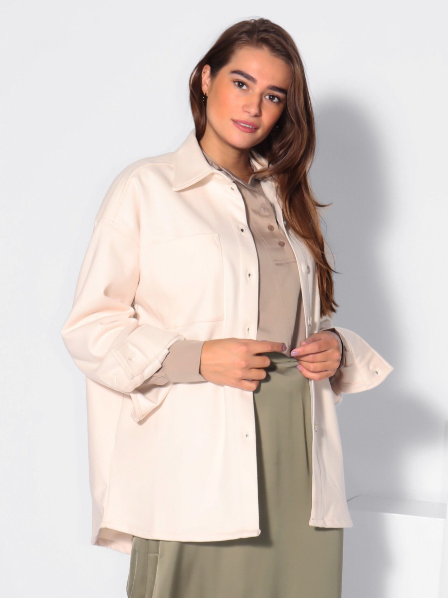 Women Club L’avenir Blazers And Jackets | Serene, Viscose Mix Super Soft Overshirt Ecru