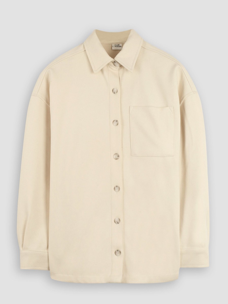 Women Club L’avenir Blazers And Jackets | Serene, Viscose Mix Super Soft Overshirt Ecru