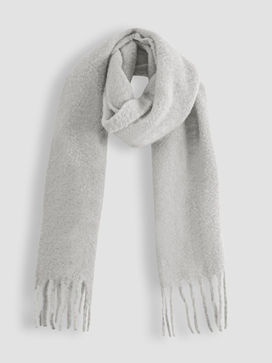 Women American Vintage Scarves | Zinaco, Wool Mix Melange Scarf Light Grey