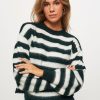 Women Another-Label Sweaters And Cardigans | Becky, Wool Mix Jumper With Striped Pattern Dark Green