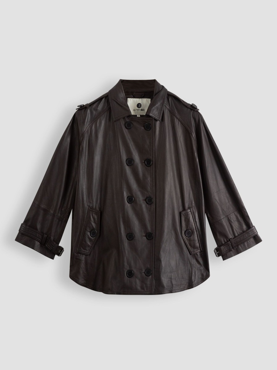 Women Alter Ego Outerwear | Bibi, Leather Jacket Dark Brown