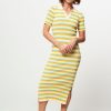 Women Modstrom Dresses And Tunics | Doris, Viscose Mix Striped Rib Dress Yellow